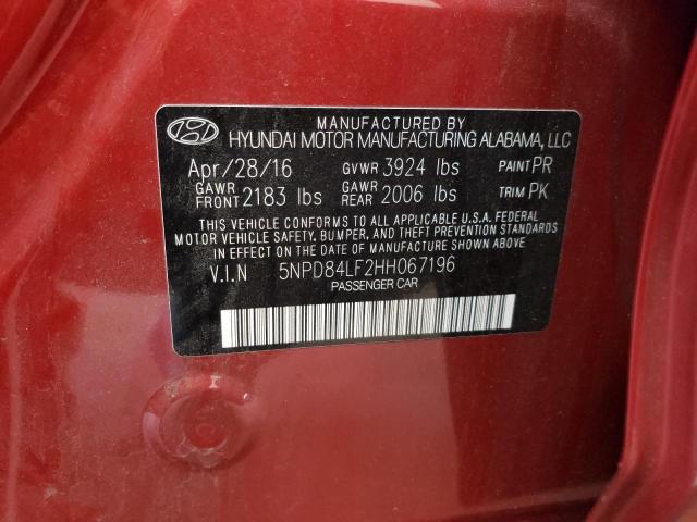 5NPD84LF2HH067196 - 2017 HYUNDAI ELANTRA SE RED photo 12