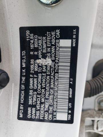 SHHFK7H91MU407959 - 2021 HONDA CIVIC SPORT TOURING WHITE photo 13