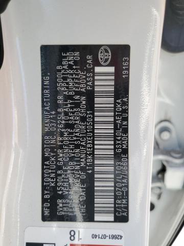 4T1BK1EBXEU105031 - 2014 TOYOTA AVALON BASE WHITE photo 13
