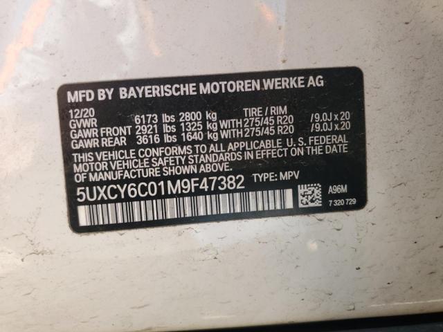 5UXCY6C01M9F47382 - 2021 BMW X6 XDRIVE40I WHITE photo 12