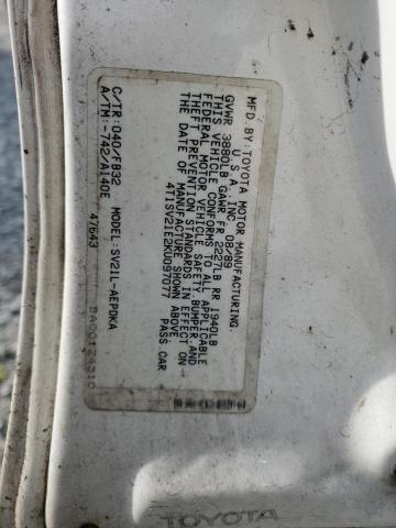 4T1SV21E2KU097077 - 1989 TOYOTA CAMRY DLX 白色 照片 12