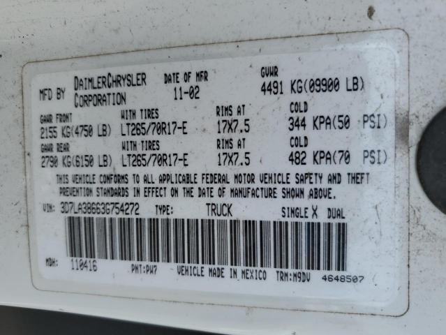 3D7LA38663G754272 - 2003 DODGE RAM 3500 ST WHITE photo 12