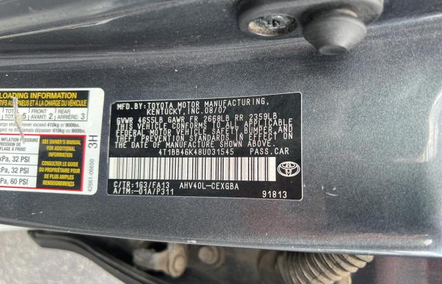 4T1BB46K48U031545 - 2008 TOYOTA CAMRY HYBRID GRAY photo 10