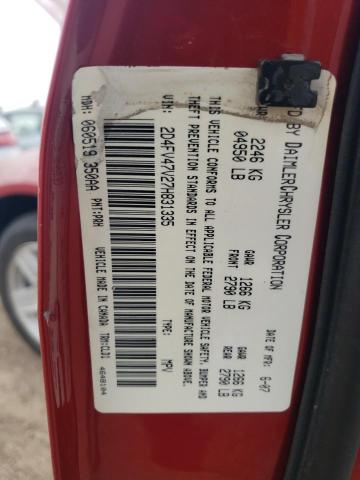 2D4FV47V27H831335 - 2007 DODGE MAGNUM SXT RED photo 12