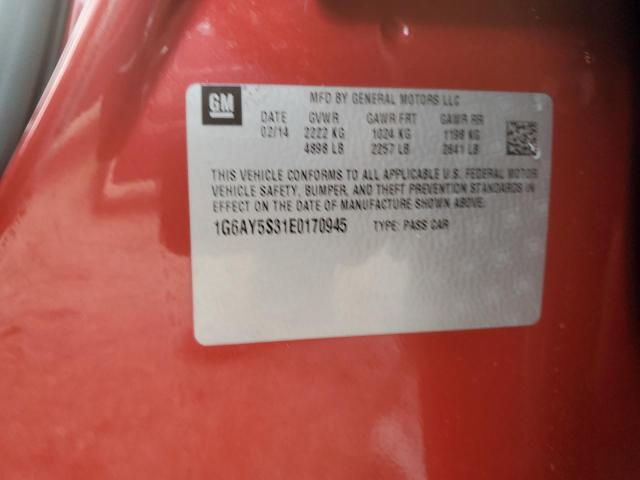 1G6AY5S31E0170945 - 2014 CADILLAC CTS PERFORMANCE COLLECTION Красный фото 12
