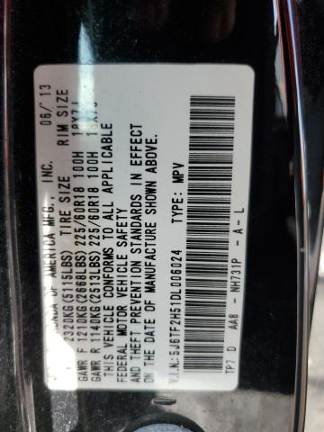 5J6TF2H51DL006024 - 2013 HONDA CROSSTOUR EXL შავი ფოტო 12