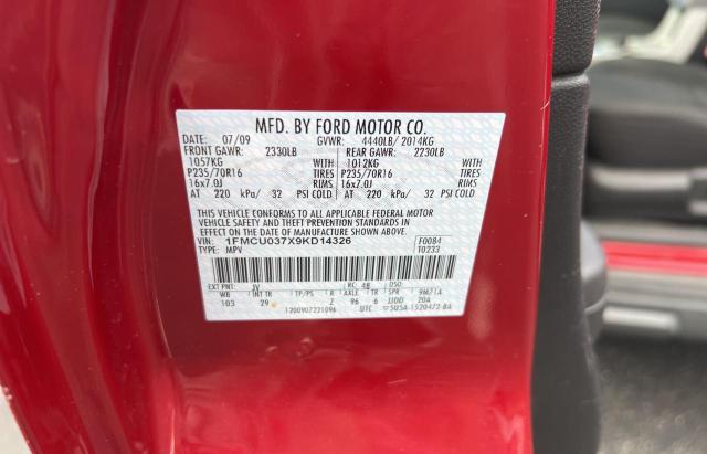 1FMCU037X9KD14326 - 2009 FORD ESCAPE XLT RED photo 10