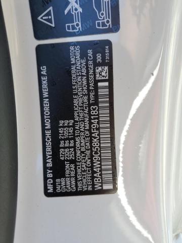 WBA4W9C58KAF94183 - 2019 BMW 440XI WHITE photo 12