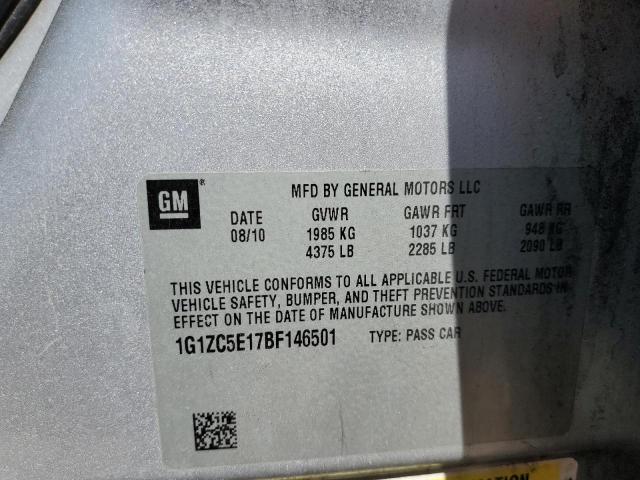 1G1ZC5E17BF146501 - 2011 CHEVROLET MALIBU 1LT SILVER photo 13