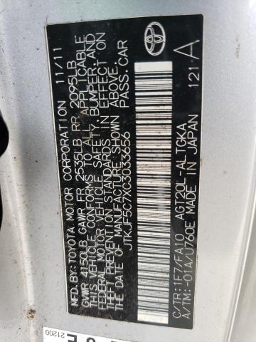 JTKJF5C7XC3033656 - 2012 TOYOTA SCION TC 银色 照片 12