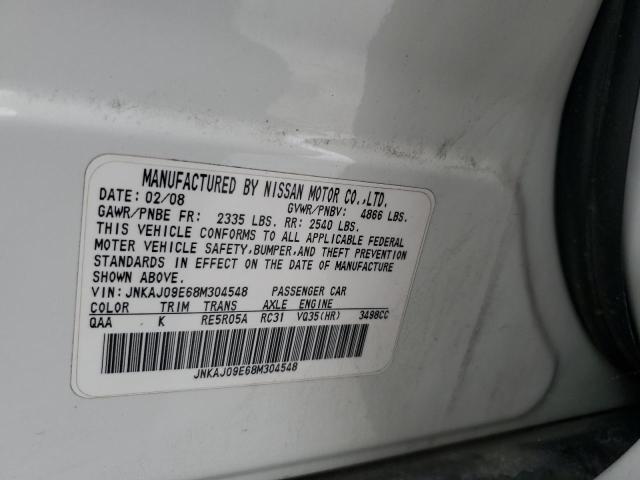 JNKAJ09E68M304548 - 2008 INFINITI EX35 BASE Սպիտակ լուսանկար 12