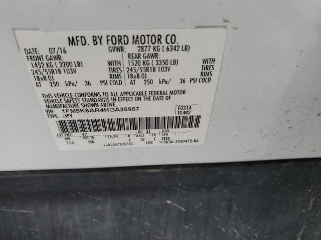 1FM5K8AR4HGA35957 - 2017 FORD EXPLORER POLICE INTERCEPTOR WHITE photo 13