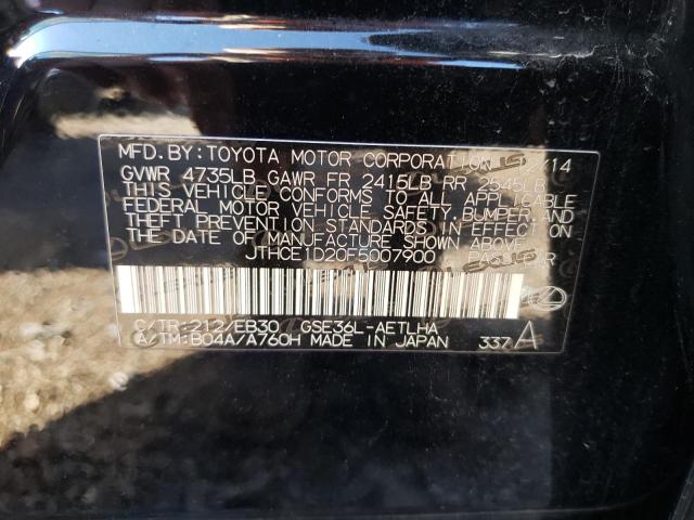 JTHCE1D20F5007900 - 2015 LEXUS IS 350 BLACK photo 10