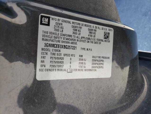 3GNMCEE0XBG257221 - 2011 CHEVROLET AVALANCHE LS GRAY photo 12