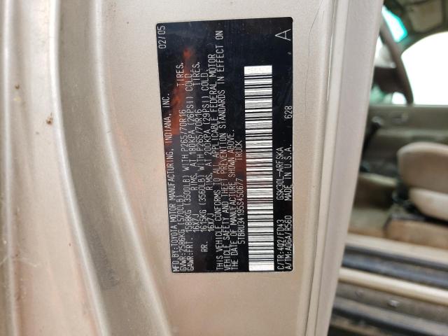 5TBRU34195S450677 - 2005 TOYOTA TUNDRA ACCESS CAB SR5 TAN photo 12