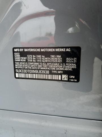 5UX33DT0XN9L83938 - 2022 BMW X4 XDRIVE30I GRAY photo 12