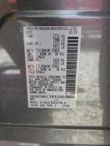 5N1DR2CNXLC584500 - 2020 NISSAN PATHFINDER SL GRAY photo 13