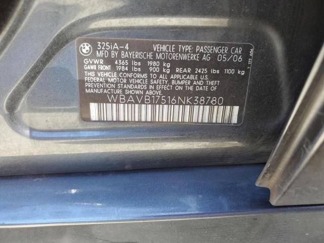 WBAVB17516NK38780 - 2006 BMW 325 I AUTOMATIC გრაფიტი ფოტო 12