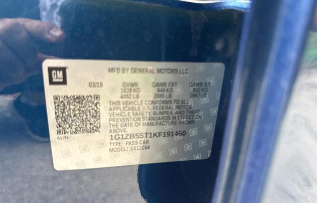 1G1ZB5ST1KF191460 - 2019 CHEVROLET MALIBU LS Көк фото 10