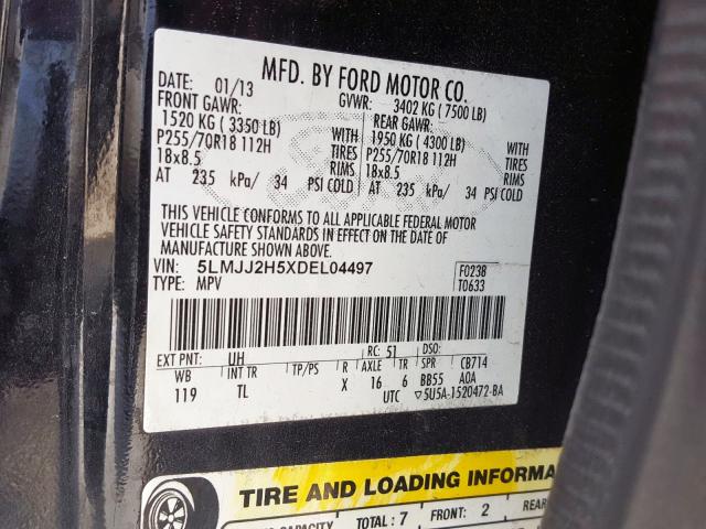 5LMJJ2H5XDEL04497 - 2013 LINCOLN NAVIGATOR  照片 10