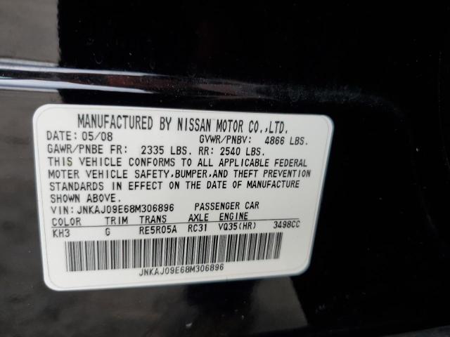 JNKAJ09E68M306896 - 2008 INFINITI EX35 BASE BLACK photo 12