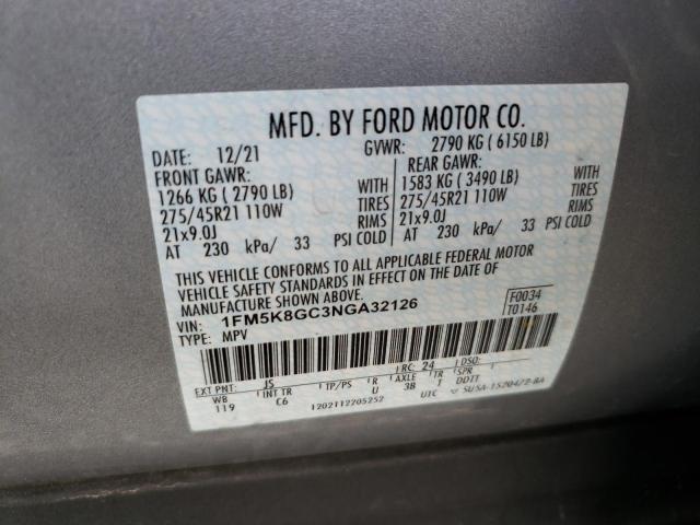 1FM5K8GC3NGA32126 - 2022 FORD EXPLORER ST SILVER photo 13