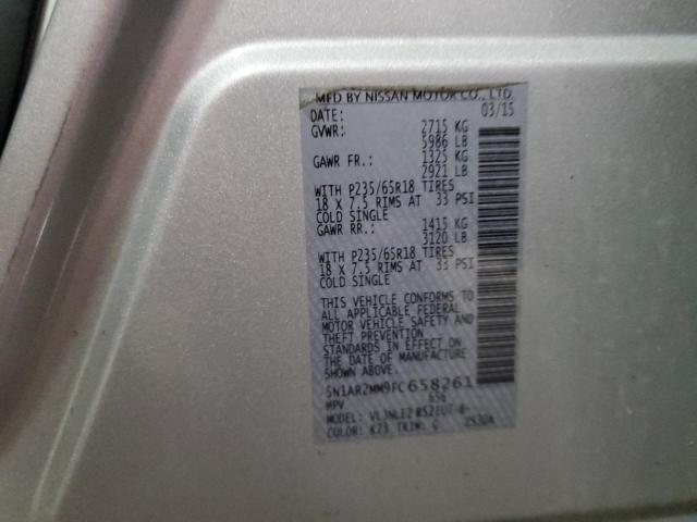 5N1AR2MM9FC658261 - 2015 NISSAN PATHFINDER S SILVER photo 14