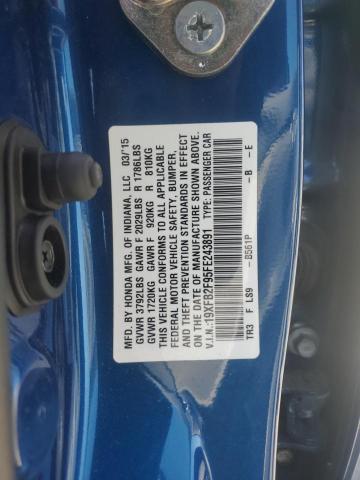 19XFB2F95FE243891 - 2015 HONDA CIVIC EXL 蓝色 照片 12