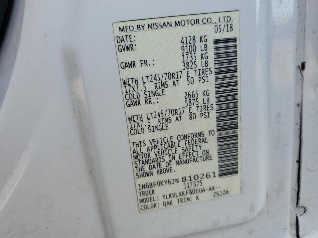 1N6BF0KY6JN810261 - 2018 NISSAN NV 1500 S WHITE photo 13