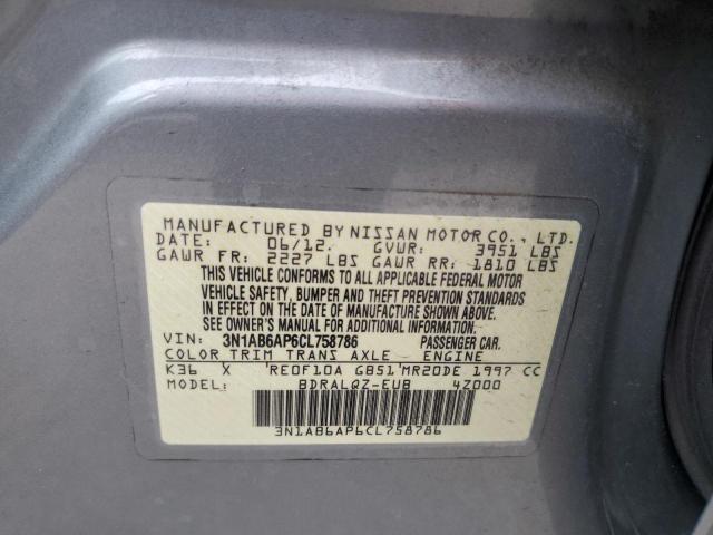 3N1AB6AP6CL758786 - 2012 NISSAN SENTRA 2.0 GRAY photo 12