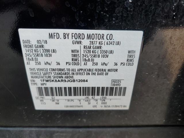 1FM5K8AR9JGB12084 - 2018 FORD EXPLORER POLICE INTERCEPTOR BLACK photo 12