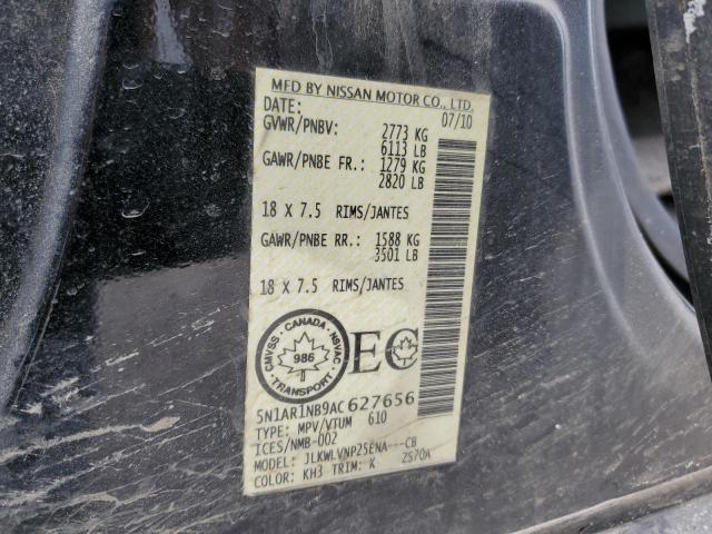 5N1AR1NB9AC627656 - 2010 NISSAN PATHFINDER S Чорний фото 14