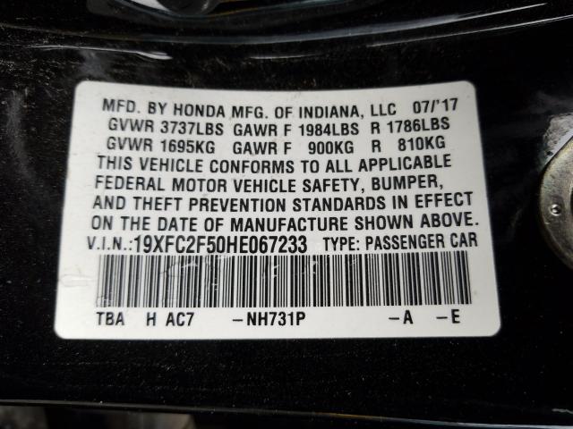 19XFC2F50HE067233 - 2017 HONDA CIVIC LX BLACK photo 10