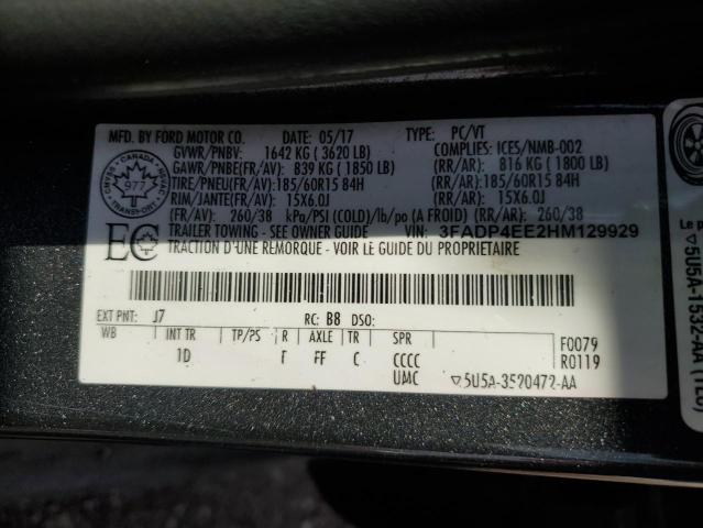 3FADP4EE2HM129929 - 2017 FORD FIESTA SE GRAY photo 12