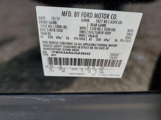 1FM5K8AR4JGA58242 - 2018 FORD EXPLORER POLICE INTERCEPTOR შავი ფოტო 14