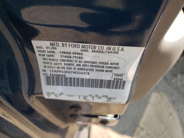 1FAFP33P6YW234318 - 2000 FORD FOCUS LX BLUE photo 12