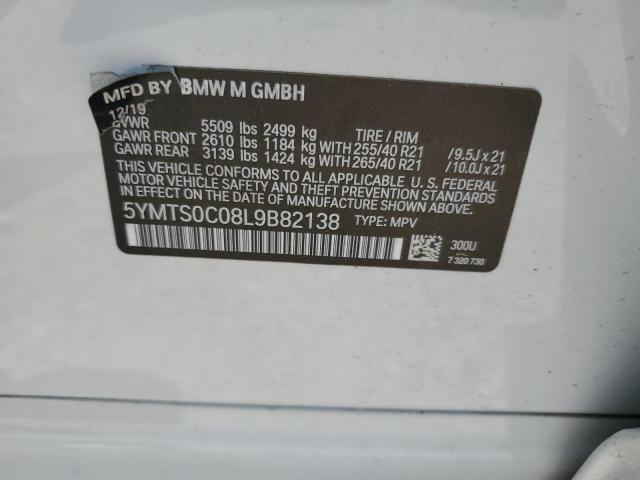 5YMTS0C08L9B82138 - 2020 BMW X3 M COMPETITION WHITE photo 12