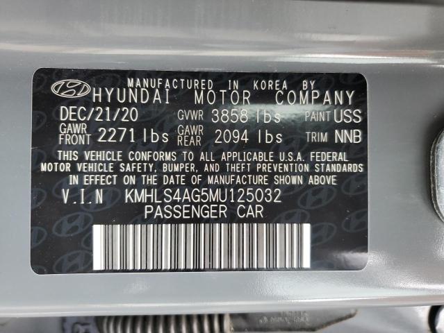 KMHLS4AG5MU125032 - 2021 HYUNDAI ELANTRA SEL GRAY photo 12