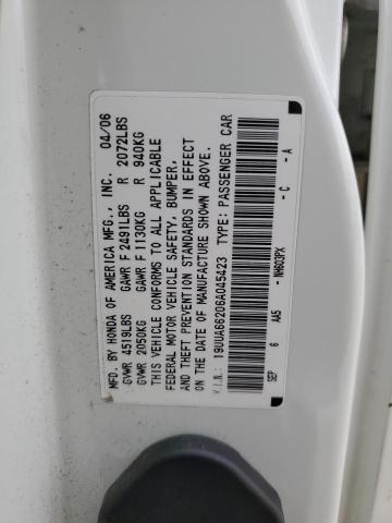 19UUA66206A045423 - 2006 ACURA 3.2TL WHITE photo 12