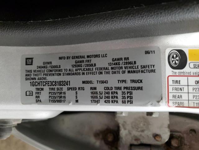 1GCHTCFE3C8103241 - 2012 CHEVROLET COLORADO LT SILVER photo 12