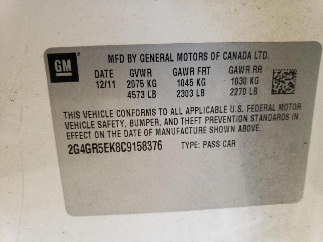 2G4GR5EK8C9158376 - 2012 BUICK REGAL 白色 照片 13