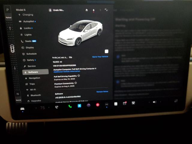 5YJSA1E5XPF520265 - 2023 TESLA MODEL S WHITE photo 9