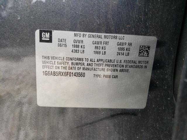 1G6AB5RX6F0143560 - 2015 CADILLAC ATS LUXURY GRAY photo 13