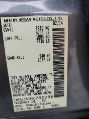 1N4AL3AP8EC290296 - 2014 NISSAN ALTIMA 2.5 GRAY photo 12