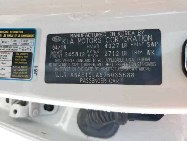 KNAE15LA6J6035688 - 2018 KIA STINGER WHITE photo 12