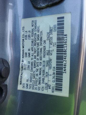 1N4BL24E88C136118 - 2008 NISSAN ALTIMA 3.5SE GRAY photo 13