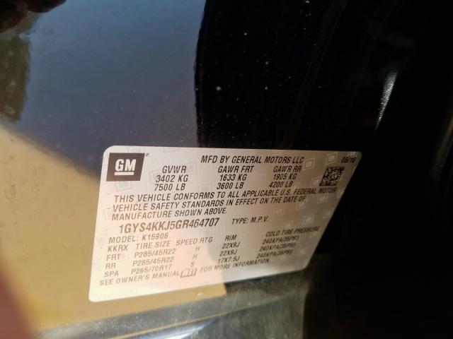 1GYS4KKJ5GR464707 - 2016 CADILLAC ESCALADE ESV PLATINUM  foto 10
