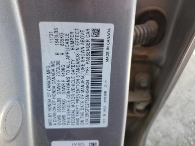 2HGFE2F55NH549434 - 2022 HONDA CIVIC SPORT 银色 照片 12