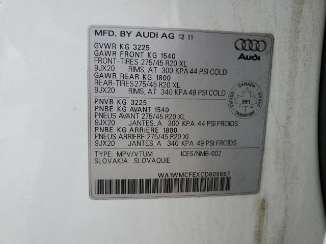 WA1WMCFEXCD005667 - 2012 AUDI Q7 PRESTIGE 白色 照片 13