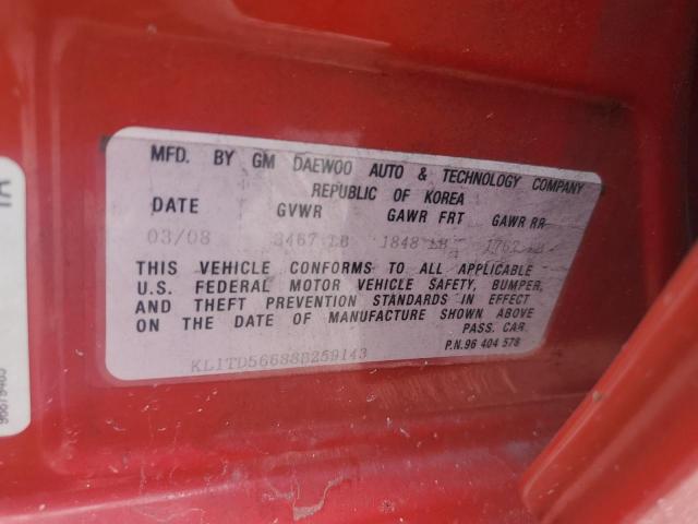 KL1TD56688B259143 - 2008 CHEVROLET AVEO BASE Qırmızı foto 12